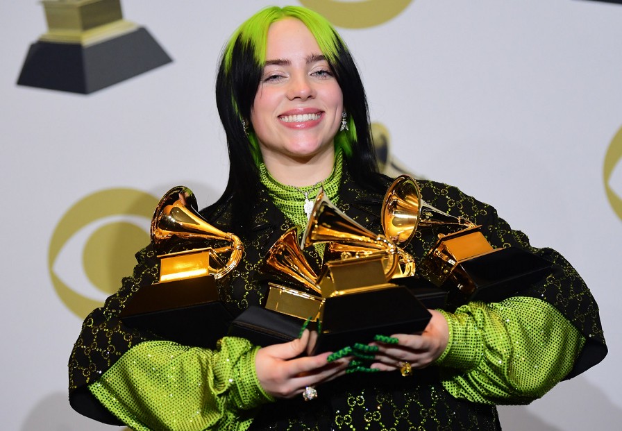 Billie Eilish with her awards and signature style!