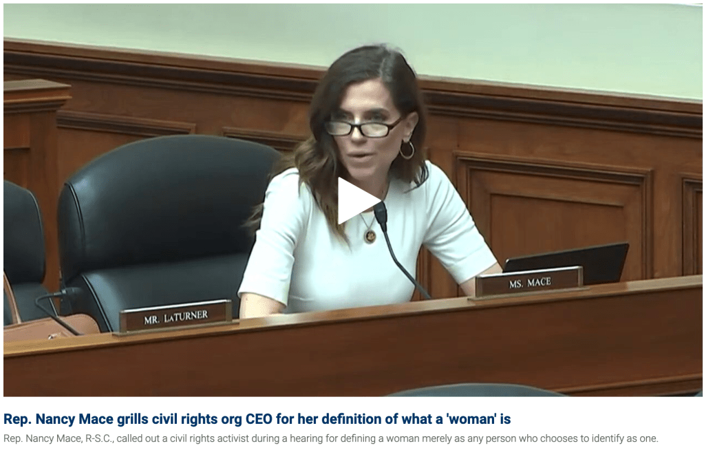 Rep. Nancy Mace rips civil rights activist for defining ‘woman’ as ‘a person who says she&nbsp;is’