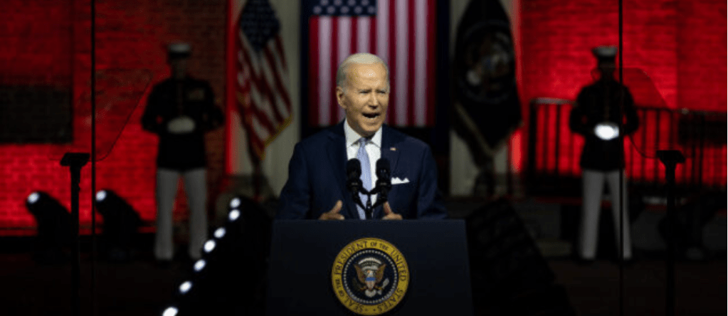 Biden shocks viewers with ‘hellish red background’ for polarizing&nbsp;speech